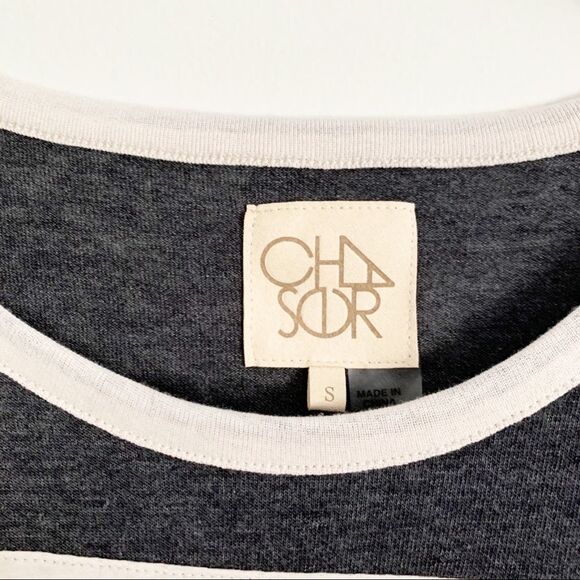 CHASER Blocked Long Sleeve Shirttail Crewneck Tee Small - Picture 6 of 11